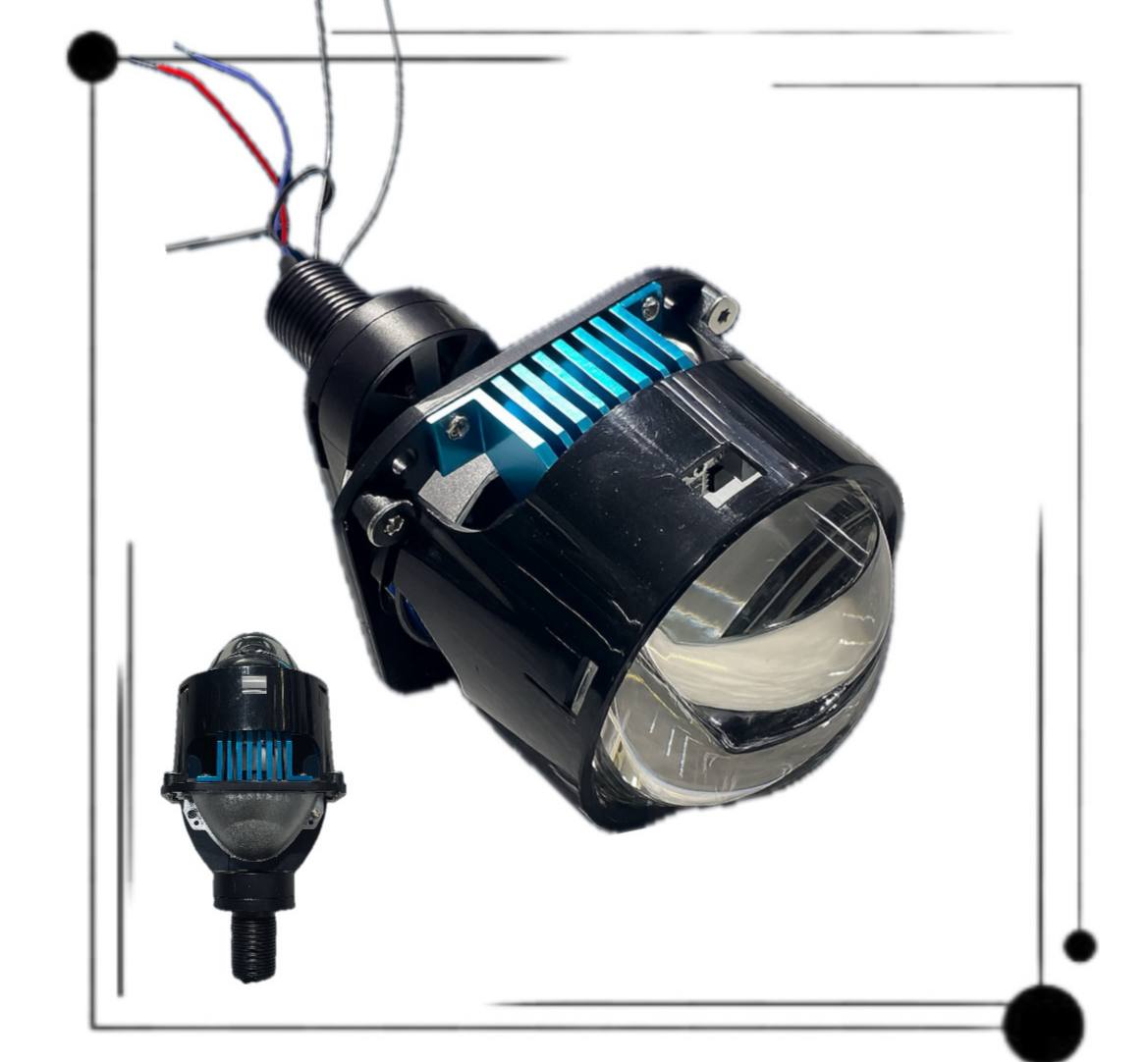 لنز LED لیزری 2.5 اینچ دو نور خودرو | نور بالا لیزری زرد 3000K + نور پایین سفید 6000K