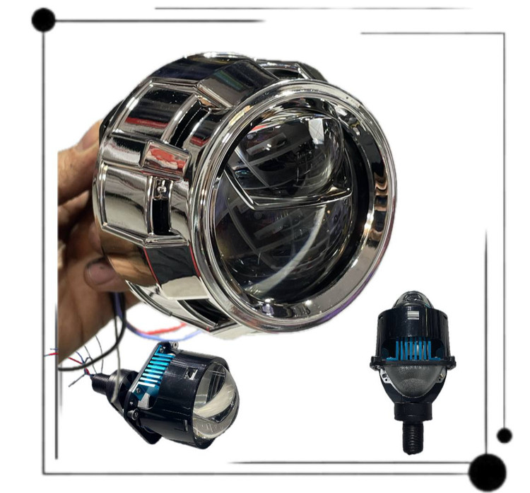 لنز LED لیزری 2.5 اینچ دو نور خودرو | نور بالا لیزری زرد 3000K + نور پایین سفید 6000K