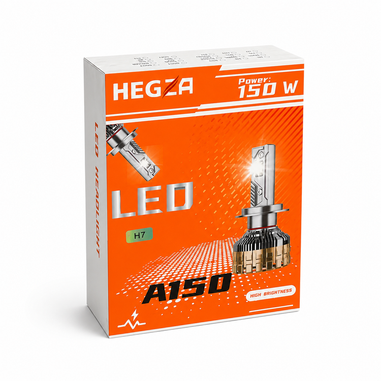 هدلایت LED هگزا HEGZA A150 مدل H7 | توان 150 وات | نور سفید 6500K