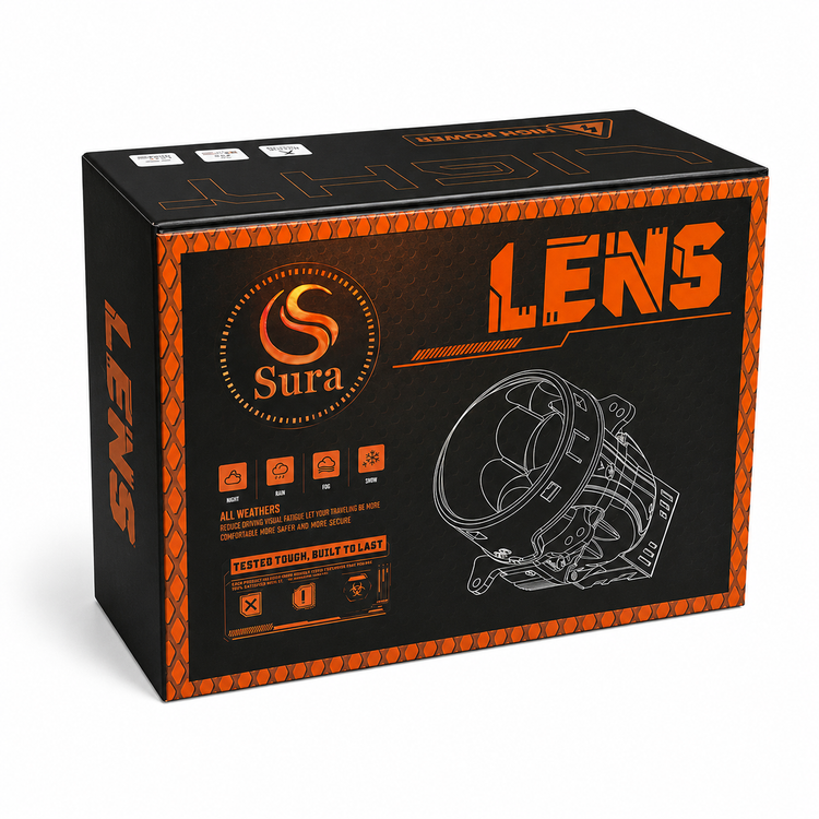 خرید لنز سورا Q25 PRO 4300K سایز ۲.۵ اینچ | لنز Bi-LED نور آفتابی 45/55 وات با خط کات دقیق