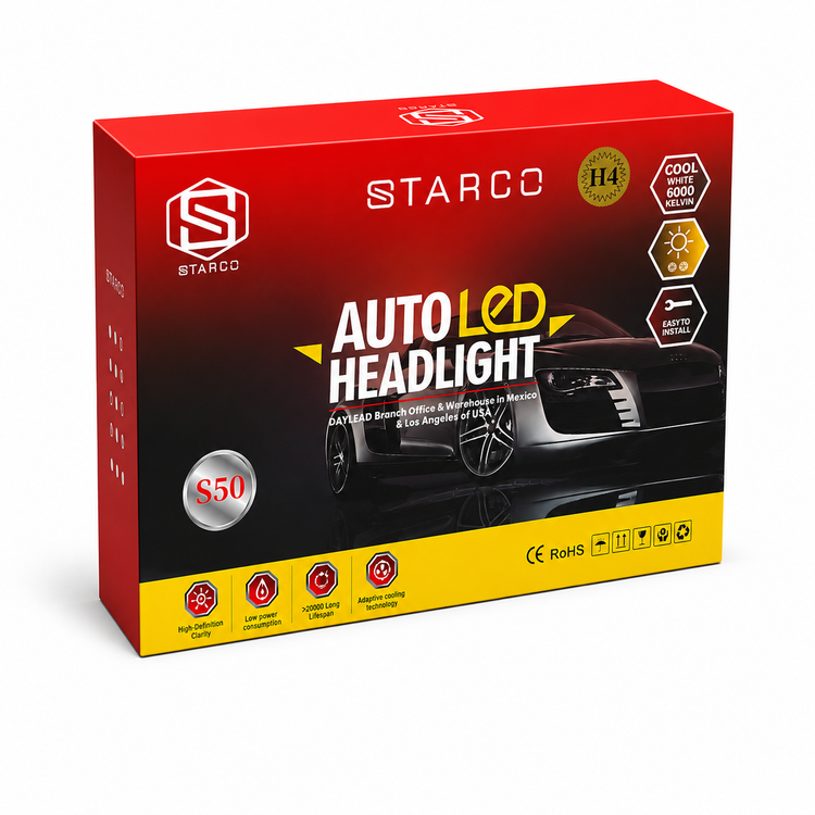 هدلایت S50 استارکو Starco | 35 وات واقعی | پایه H1، H4، H7 | نور سفید 6000K