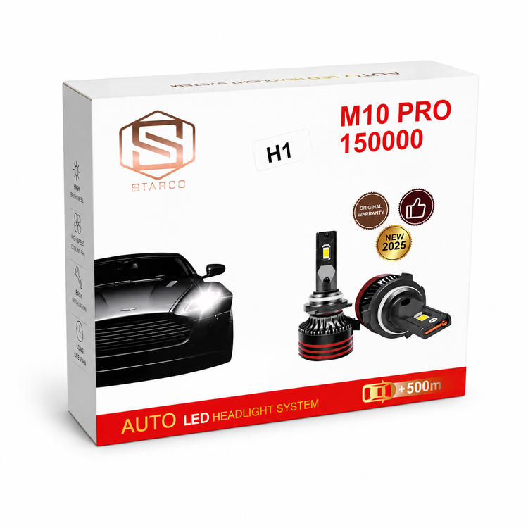 هدلایت استارکو M10 PRO | موجود در پایه H1، H4 و H7 | نور سفید 6000K | نصب آسان | خرید از هایپر نور